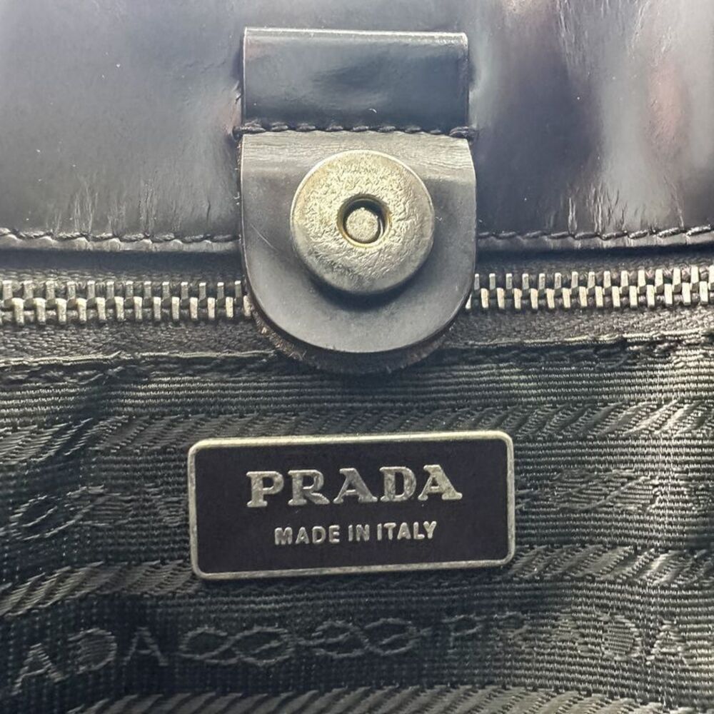 Prada Arabesque Embossed Triangle Logo Plate Tote… - image 7